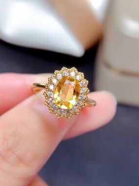 Gold Citrine Halo Ring